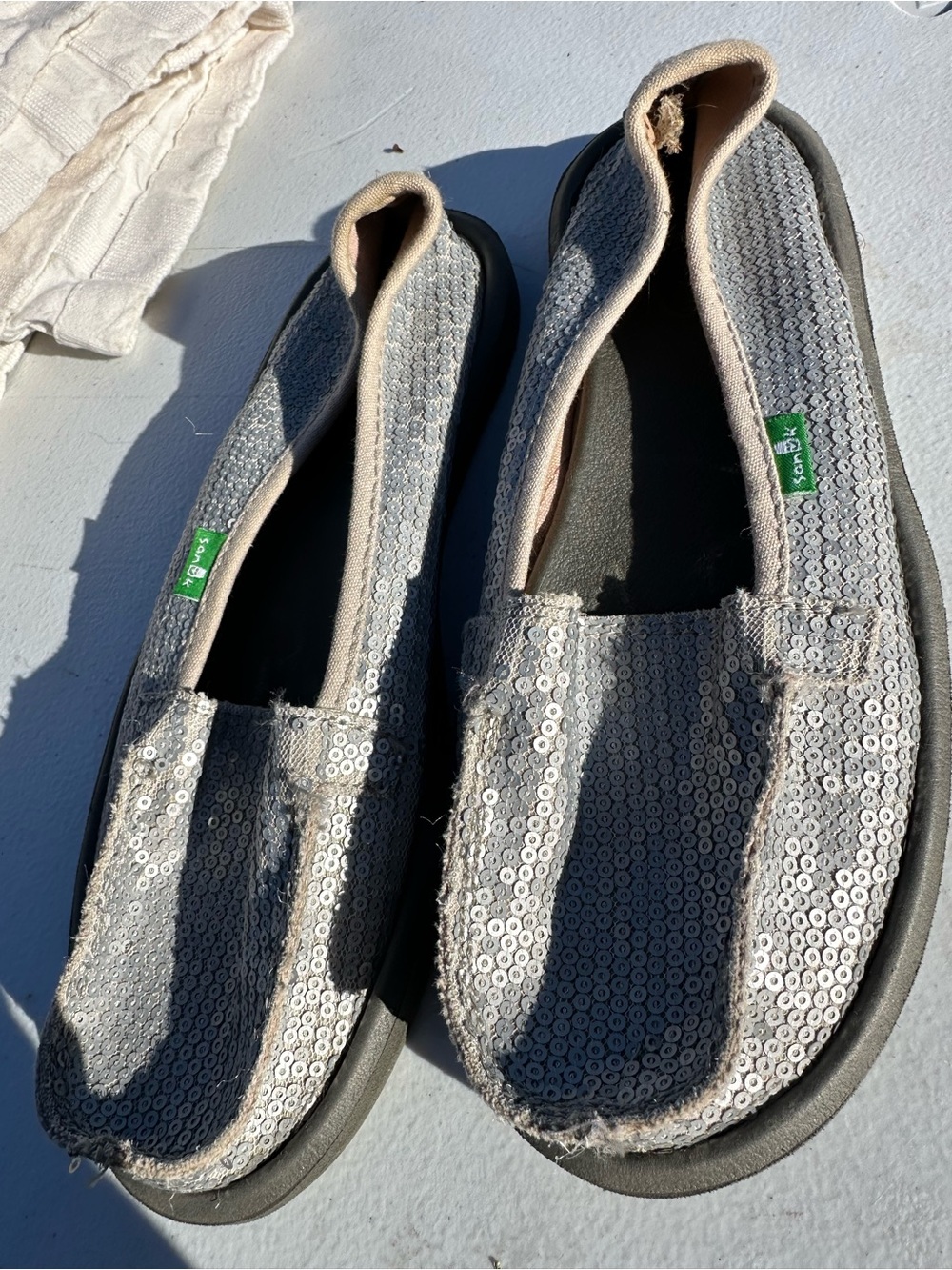 Women’s Slip-On Sequined Light Grey Sanuk Shoes